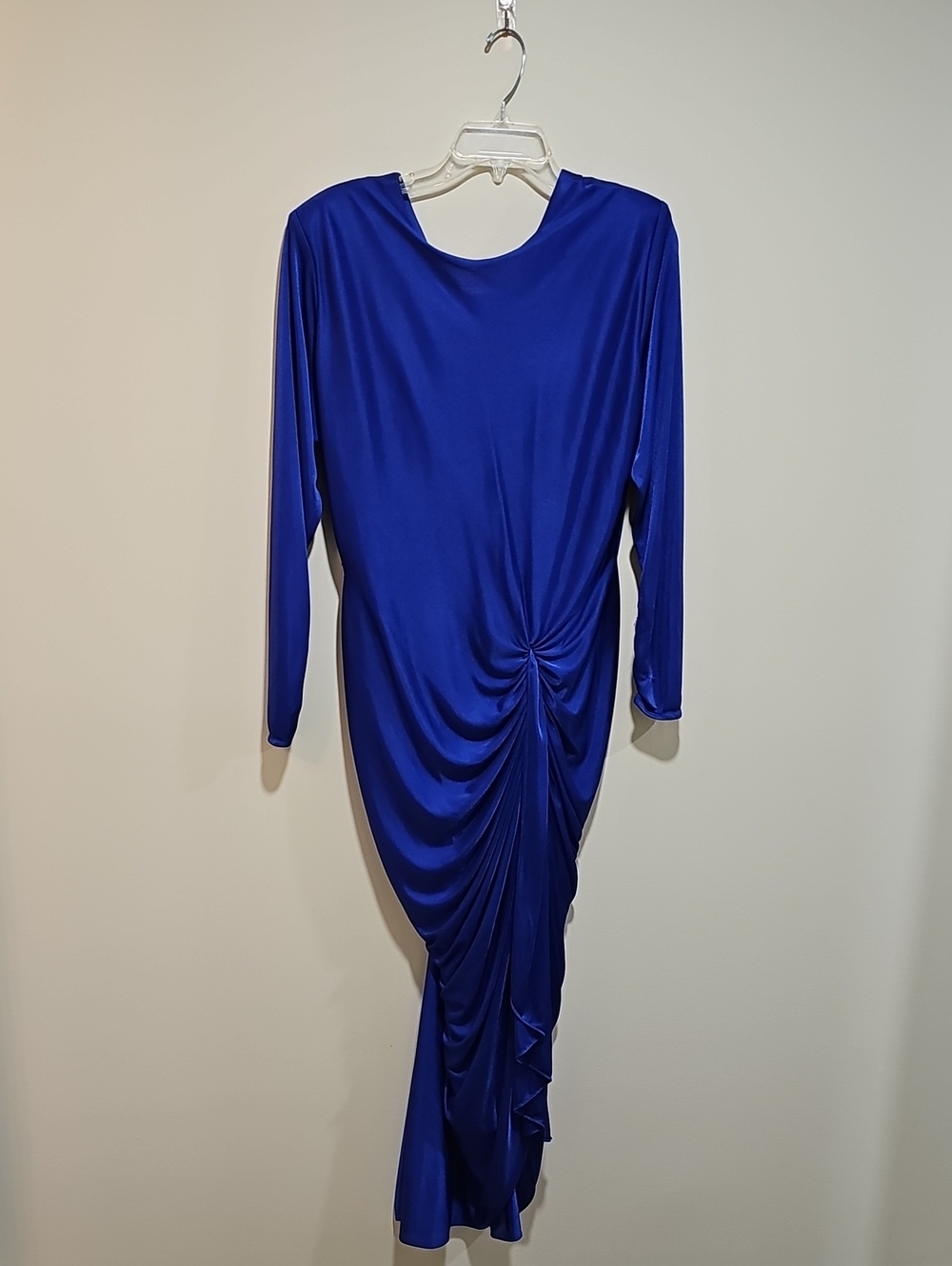 Night Moves Royal Blue Long-Sleeve Ruched Dress